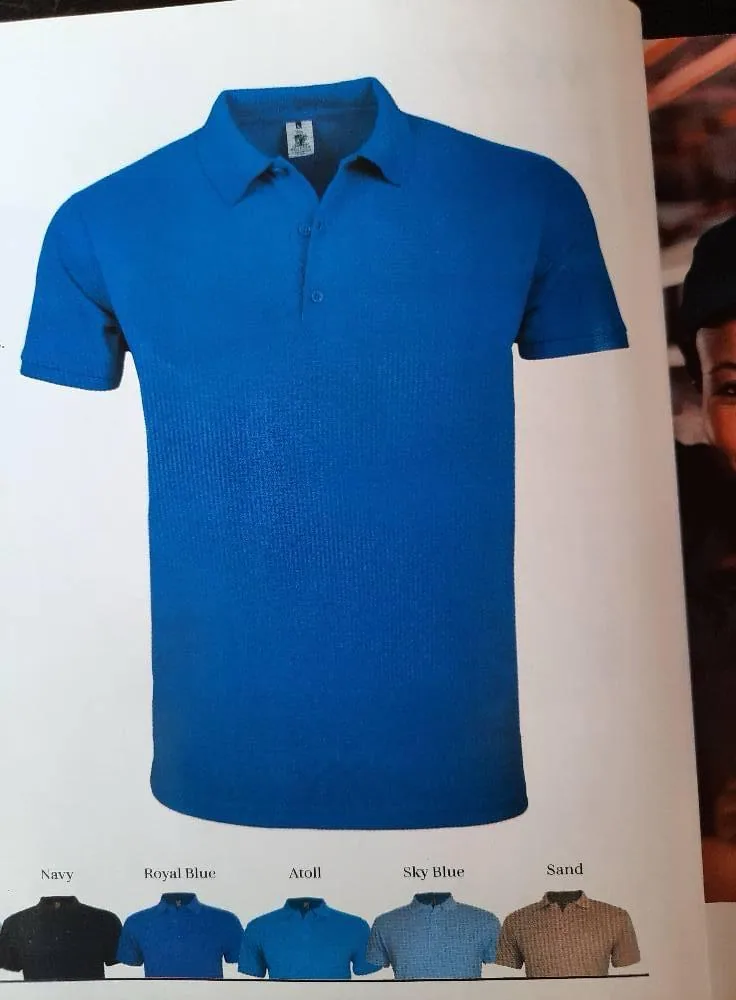 Pólo azul royal com bordado de logótipo personalizado