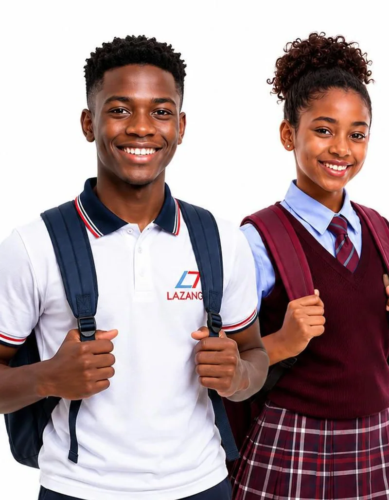 Estudantes com uniformes escolares Lazang